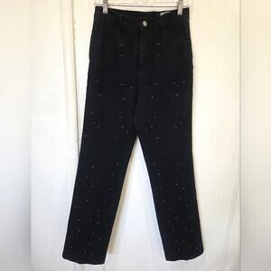 Embroidered Lafeinier Black Jeans Rose Embroidered Design Women Size 28